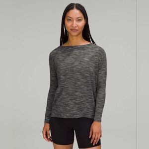 Lululemon Women's Back in Action LS *Nulu in WAFS Carbon Ice Grey Size 4